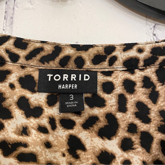 Torrid Womens Shirt sz 3 Animal Print Harper Georgette Pullover 3/4 Sleeve - Picture 3 of 6
